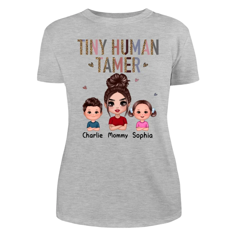 Tiny Human Tamer Doll Mother Kids Leopard Pattern Funny Personalized Shirt - Image 10