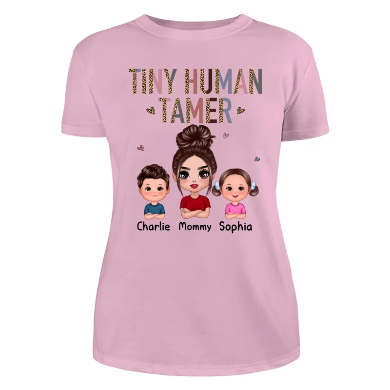 Tiny Human Tamer Doll Mother Kids Leopard Pattern Funny Personalized Shirt - Image 11