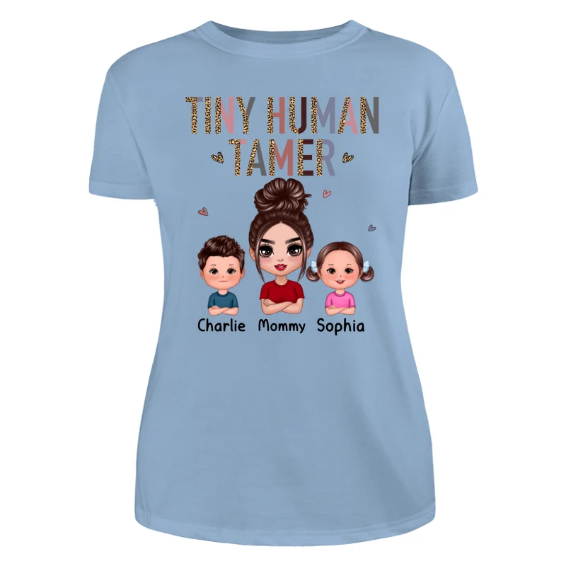 Tiny Human Tamer Doll Mother Kids Leopard Pattern Funny Personalized Shirt - Image 12