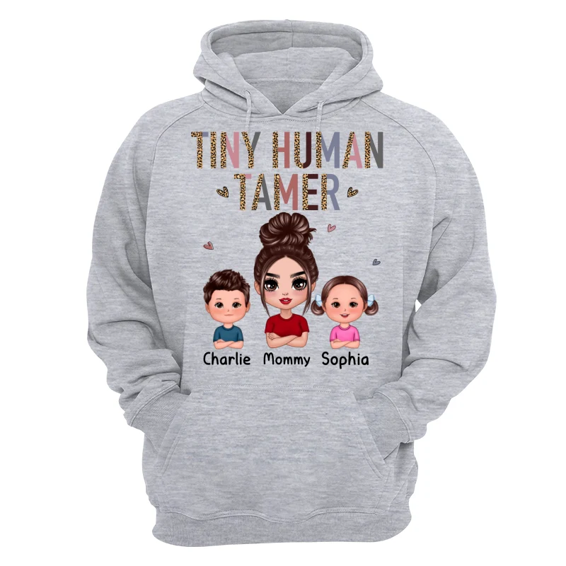 Tiny Human Tamer Doll Mother Kids Leopard Pattern Funny Personalized Shirt - Image 14