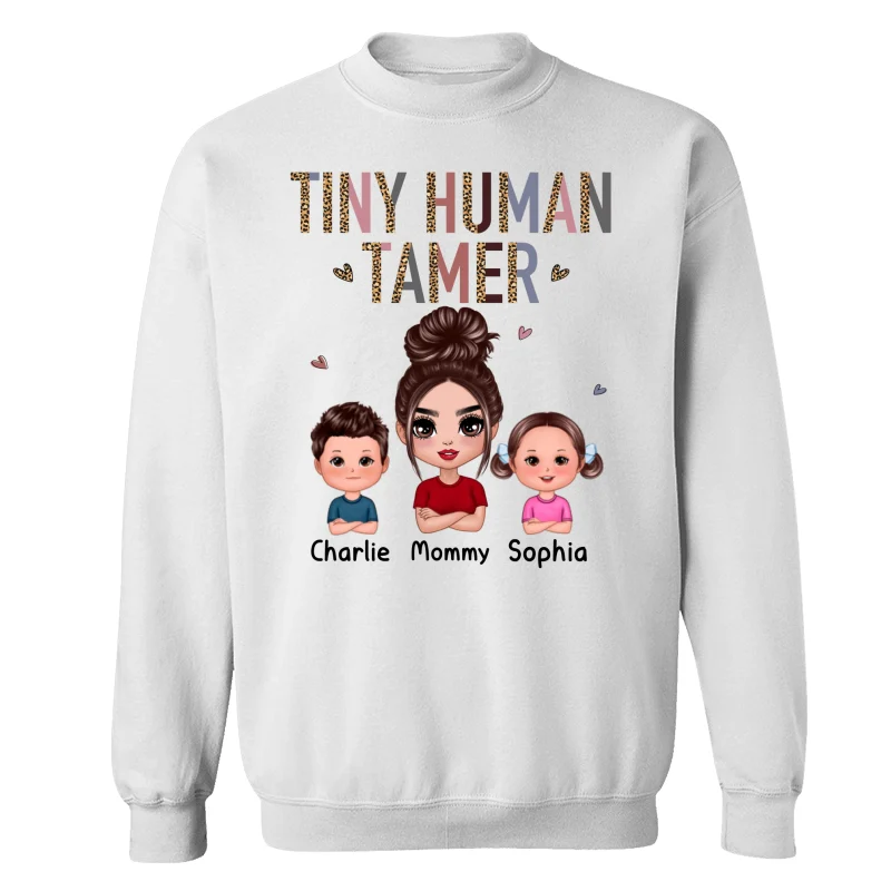 Tiny Human Tamer Doll Mother Kids Leopard Pattern Funny Personalized Shirt - Image 17