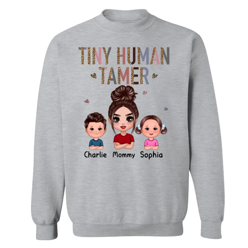 Tiny Human Tamer Doll Mother Kids Leopard Pattern Funny Personalized Shirt - Image 18
