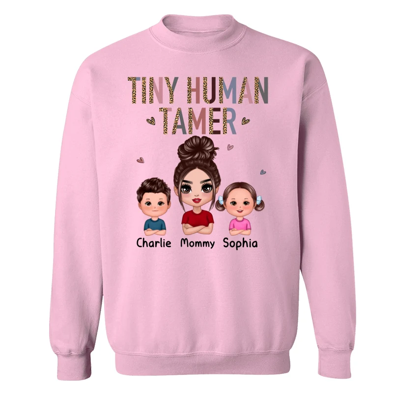 Tiny Human Tamer Doll Mother Kids Leopard Pattern Funny Personalized Shirt - Image 19