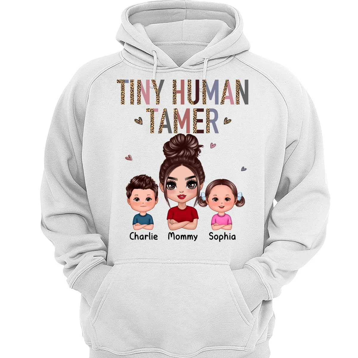 Tiny Human Tamer Doll Mother Kids Leopard Pattern Funny Personalized Shirt - Image 3
