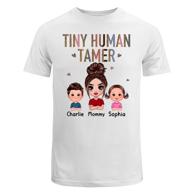 Tiny Human Tamer Doll Mother Kids Leopard Pattern Funny Personalized Shirt - Image 5