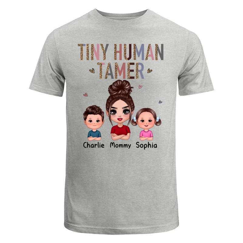 Tiny Human Tamer Doll Mother Kids Leopard Pattern Funny Personalized Shirt - Image 6
