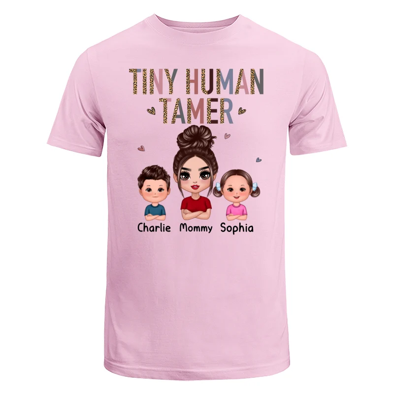 Tiny Human Tamer Doll Mother Kids Leopard Pattern Funny Personalized Shirt - Image 7
