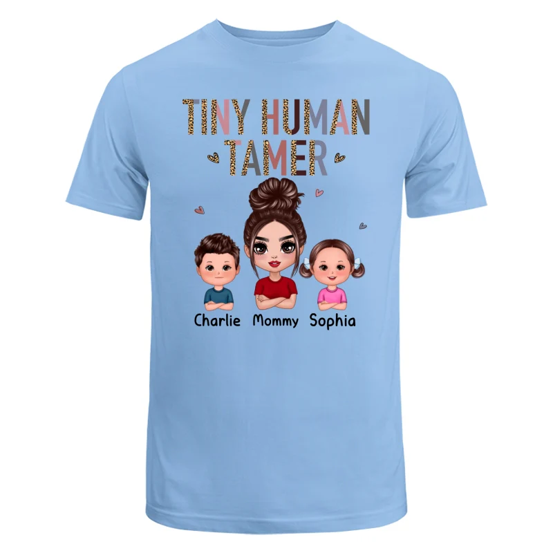 Tiny Human Tamer Doll Mother Kids Leopard Pattern Funny Personalized Shirt - Image 8
