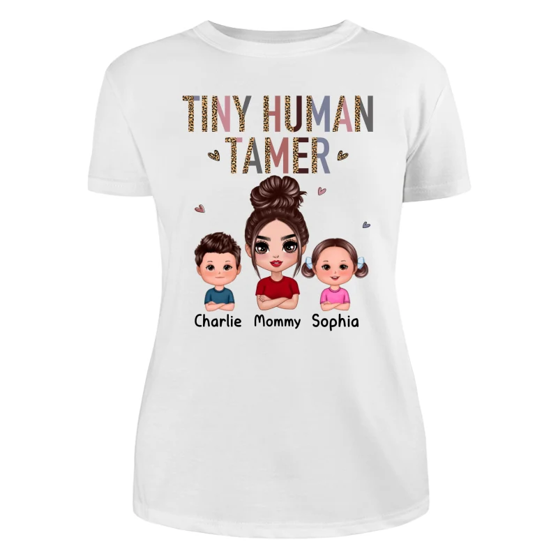 Tiny Human Tamer Doll Mother Kids Leopard Pattern Funny Personalized Shirt - Image 9