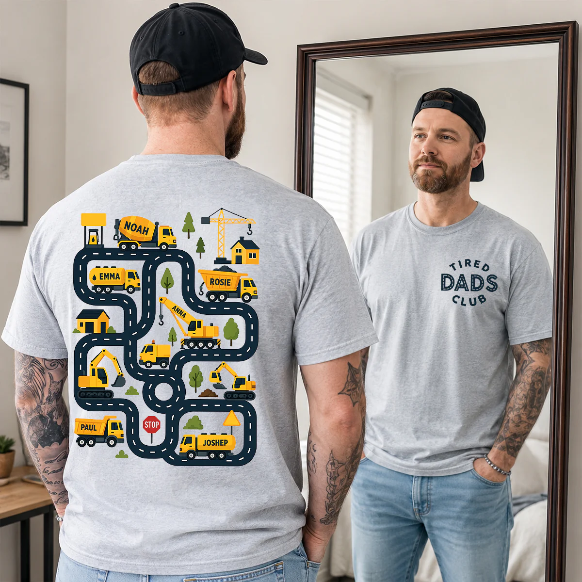 Tired Dads Club Construction Car Track Massage - Personalized Shirt - Funny Father's Day Gift For Dad, Husband - Image 4