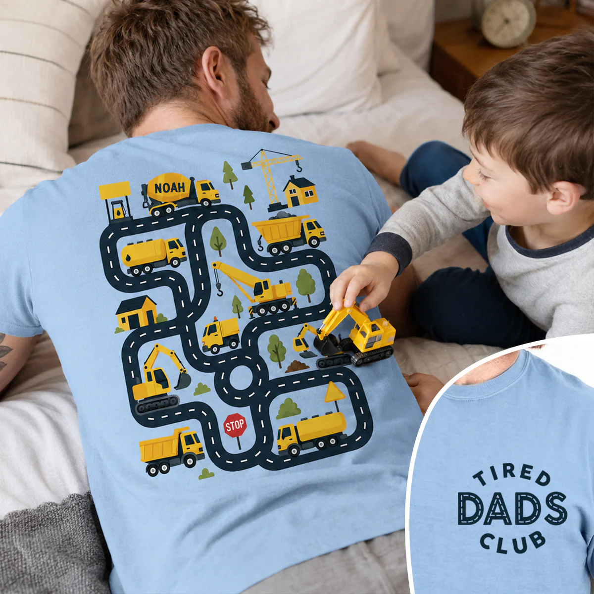 Tired Dads Club Construction Car Track Massage - Personalized Shirt - Funny Father's Day Gift For Dad, Husband - Image 5