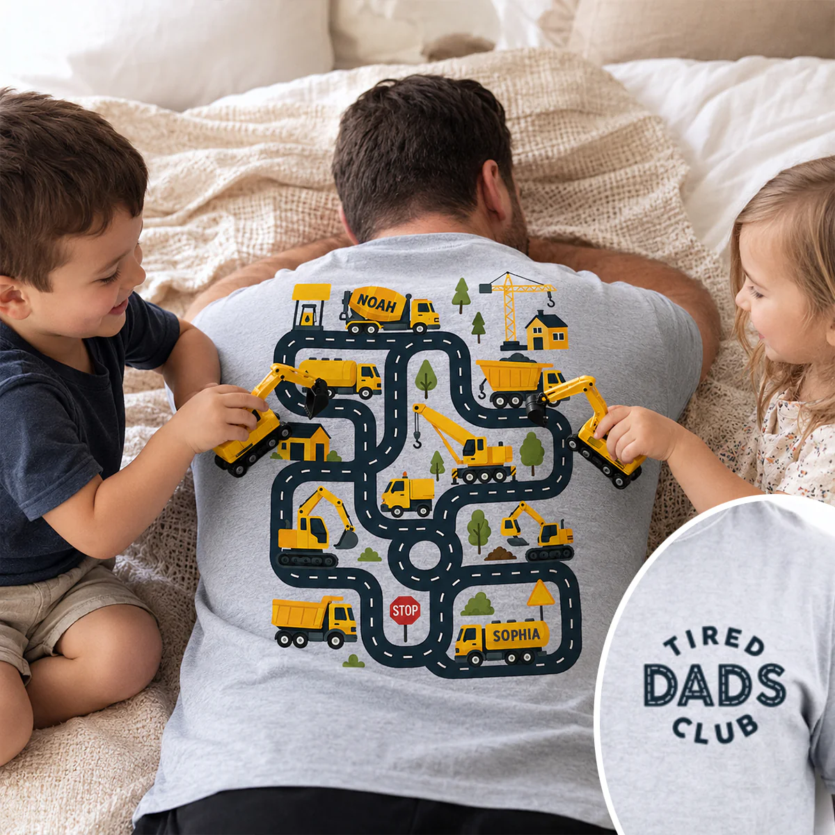 Tired Dads Club Construction Car Track Massage - Personalized Shirt - Funny Father's Day Gift For Dad, Husband - Image 7