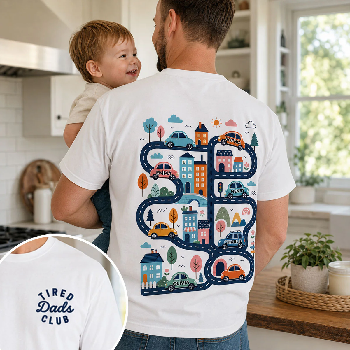 Tired Dads Club, Play Cars On Dads Back - Personalized Shirt - Funny Father's Day Gift For Dad, Husband - Image 7