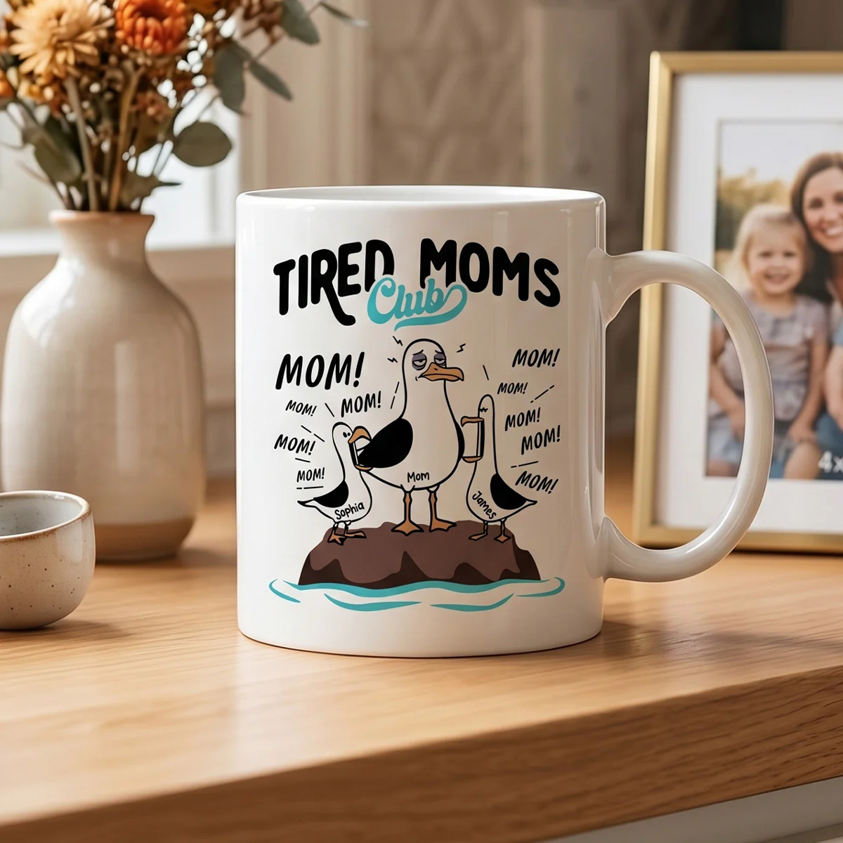 Tired Moms Club Seagull Mom Mom Mom - Personalized Mug - Funny Mother's Day Gift For Mom - Image 5