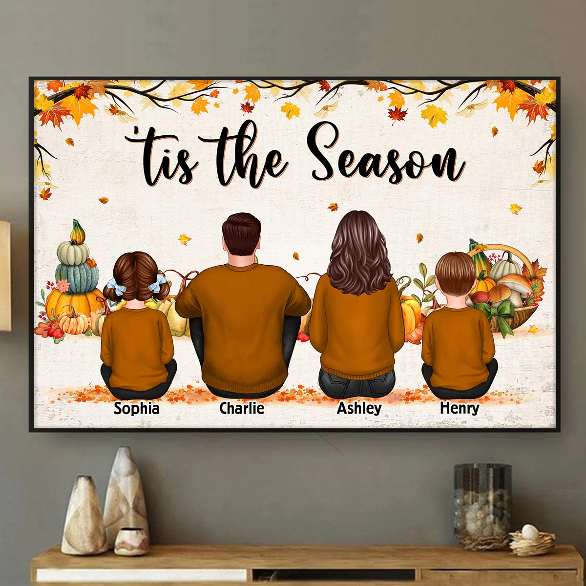 Tis The Season Fall Season Family Sitting Personalized Poster - Image 5
