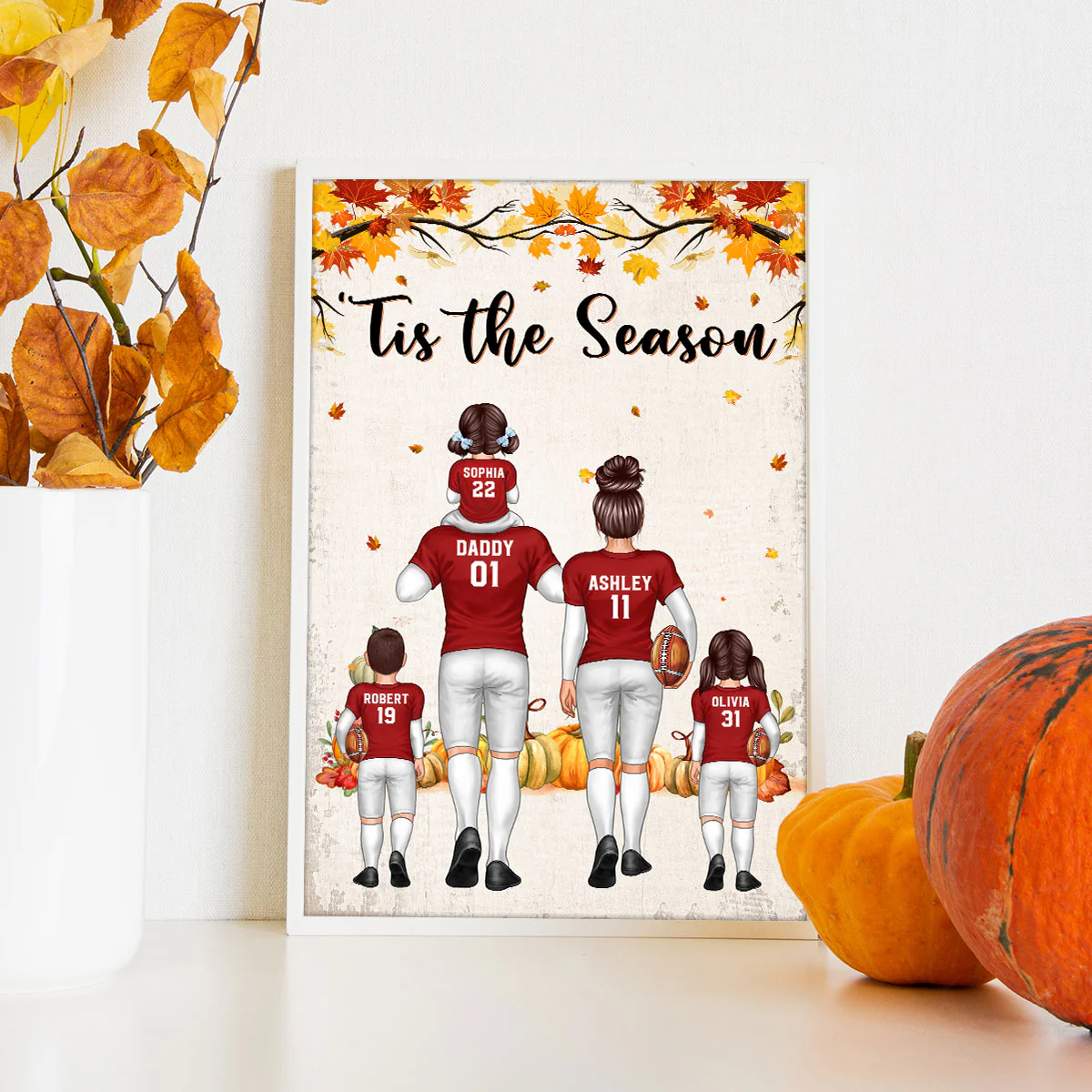 Tis the Season Family Dad & Kids Walking Personalized Poster - Image 5