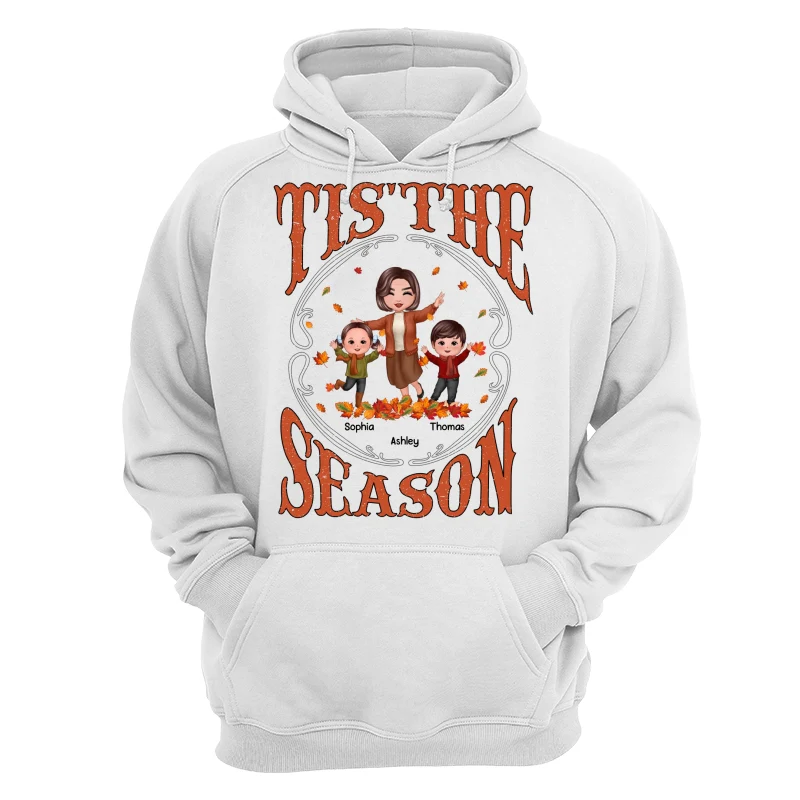 Tis' The Season Happy Grandma & Grandkids Fall Season Personalized Shirt - Image 13
