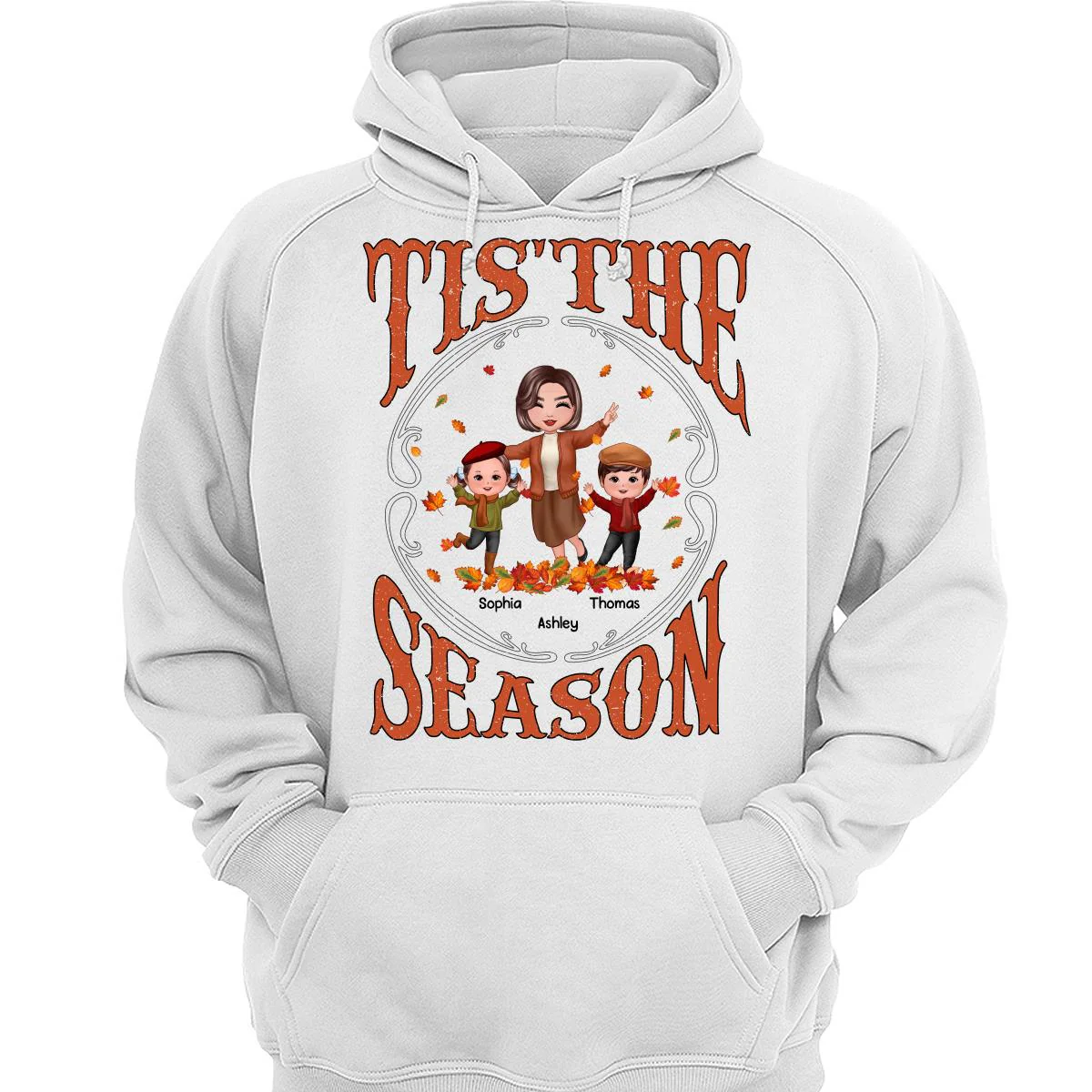 Tis' The Season Happy Grandma & Grandkids Fall Season Personalized Shirt - Image 3