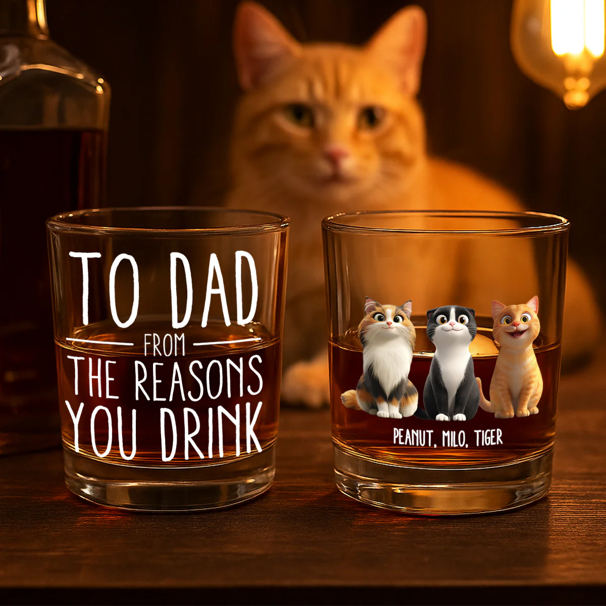 To Cat Dad from the Reasons You Drink Personalized Wine Glass, Father's Day Gift for Cat Dads - Image 4
