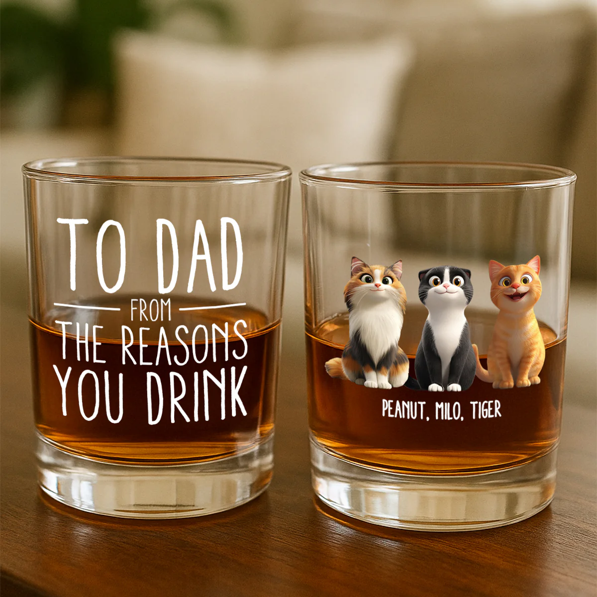 To Cat Dad from the Reasons You Drink Personalized Wine Glass, Father's Day Gift for Cat Dads - Image 5