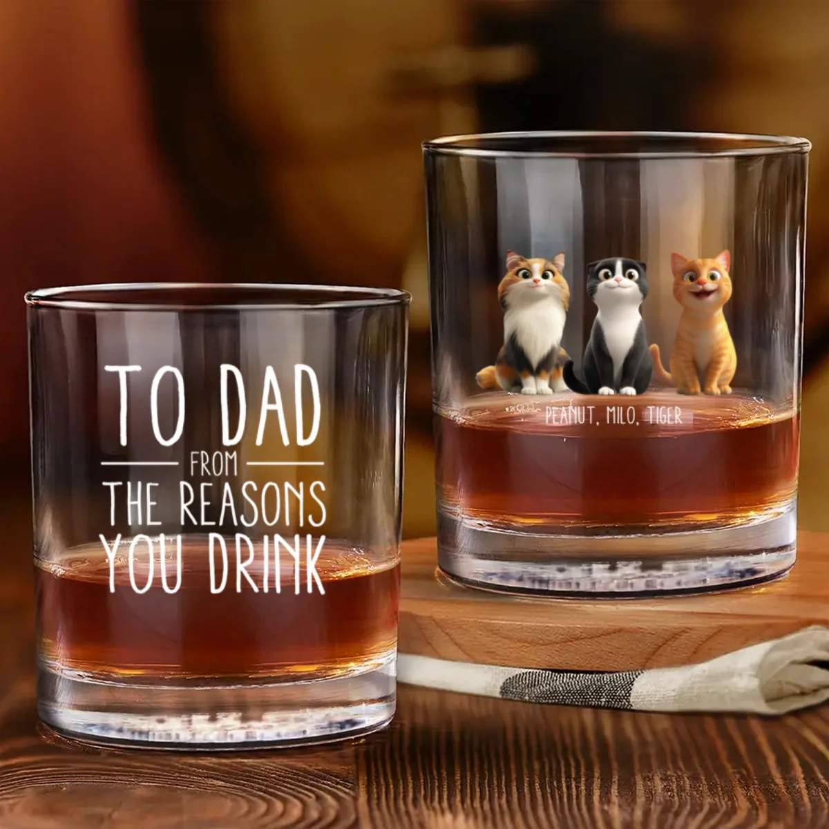 To Cat Dad from the Reasons You Drink Personalized Wine Glass, Father's Day Gift for Cat Dads - Image 7