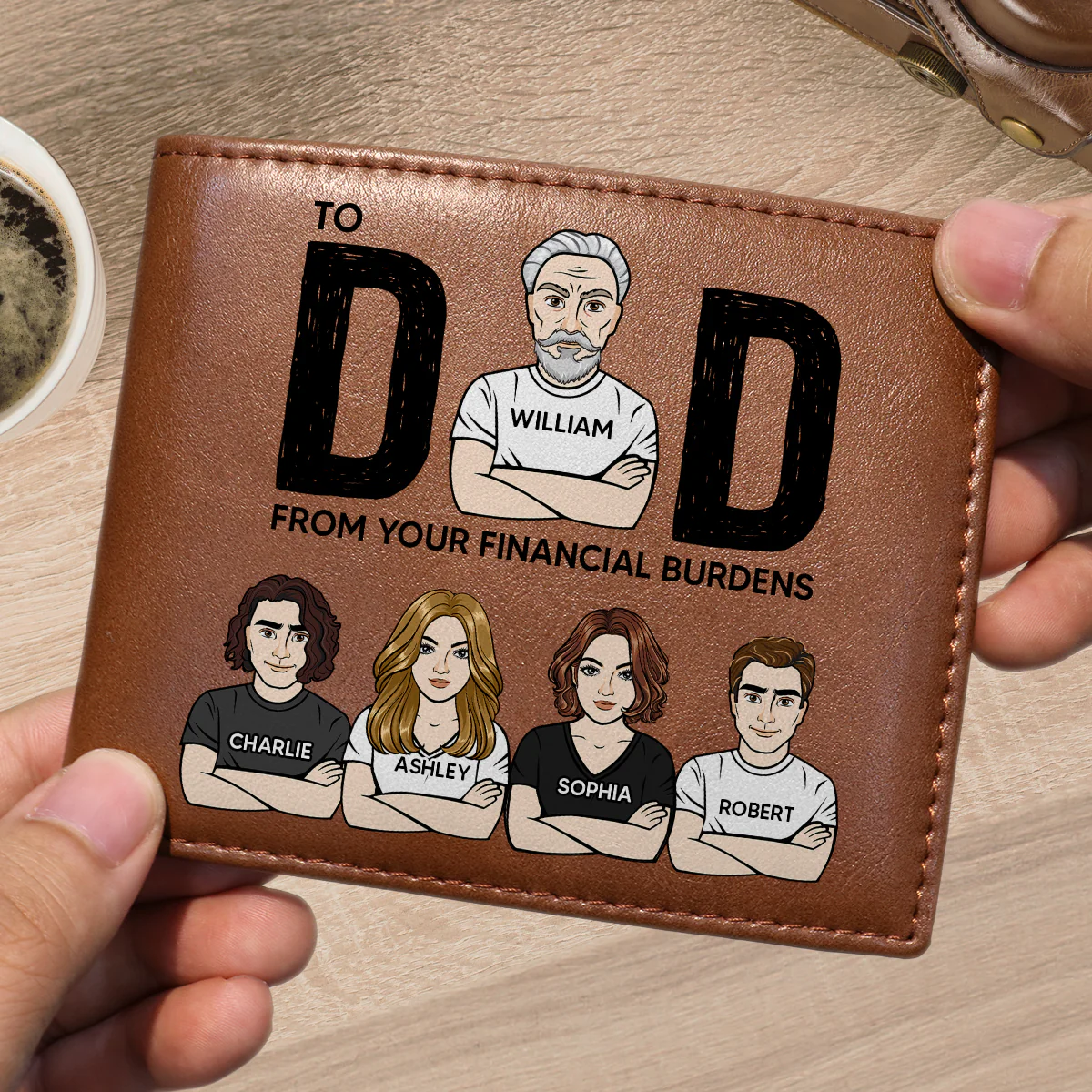 To Dad From Your Financial Burdens Funny Personalized Printed Leather Wallet - Image 3