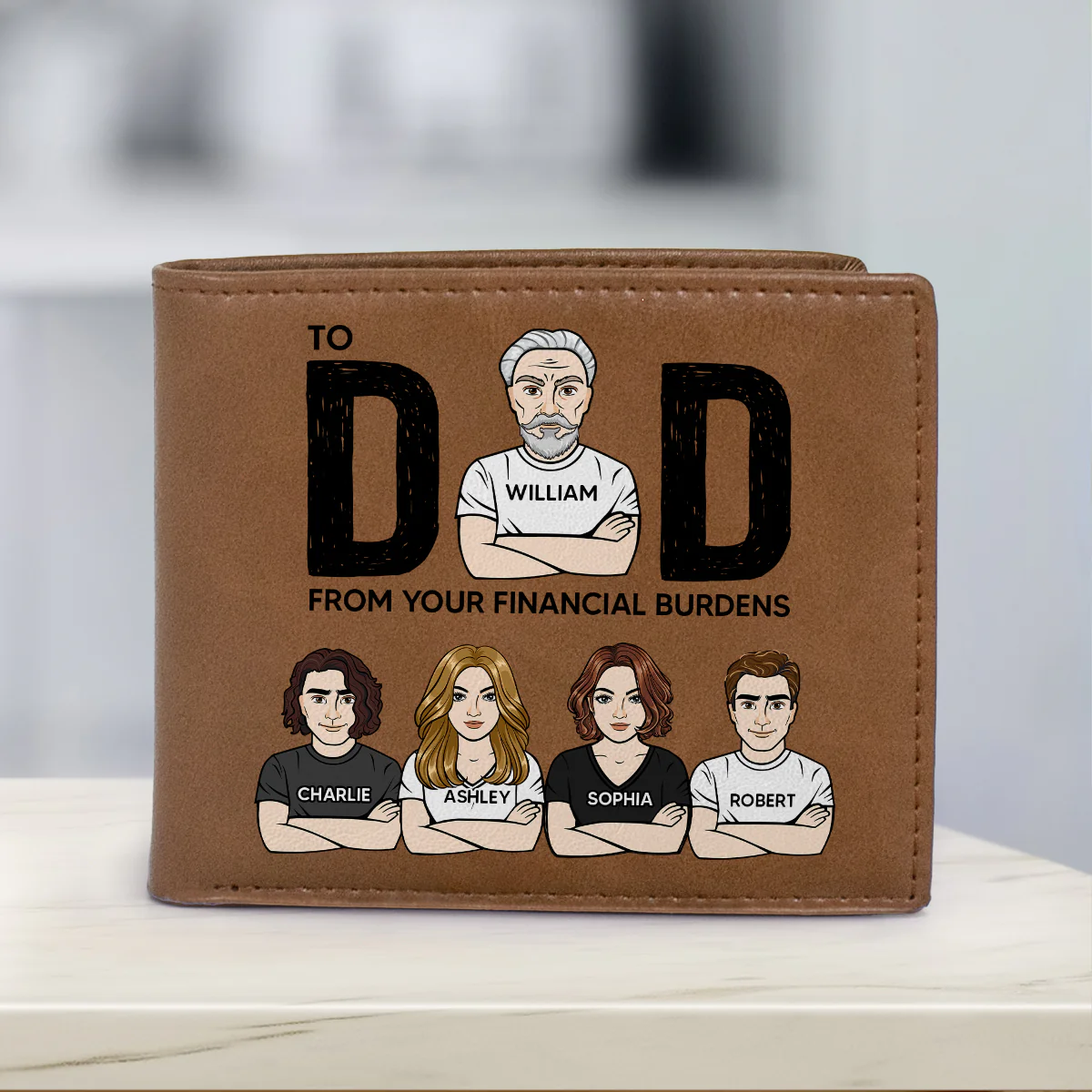To Dad From Your Financial Burdens Funny Personalized Printed Leather Wallet - Image 4