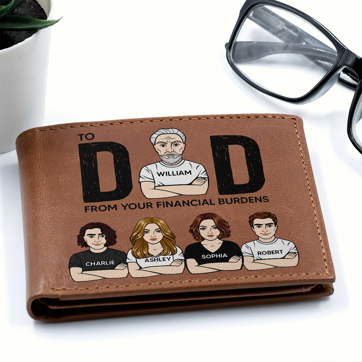 To Dad From Your Financial Burdens Funny Personalized Printed Leather Wallet - Image 5