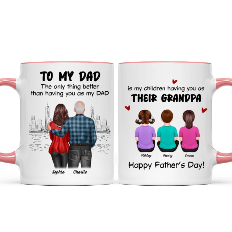 To Dad My Children Having You As Their Grandpa Back View Family Personalized Mug, Gift For Dad - Image 13