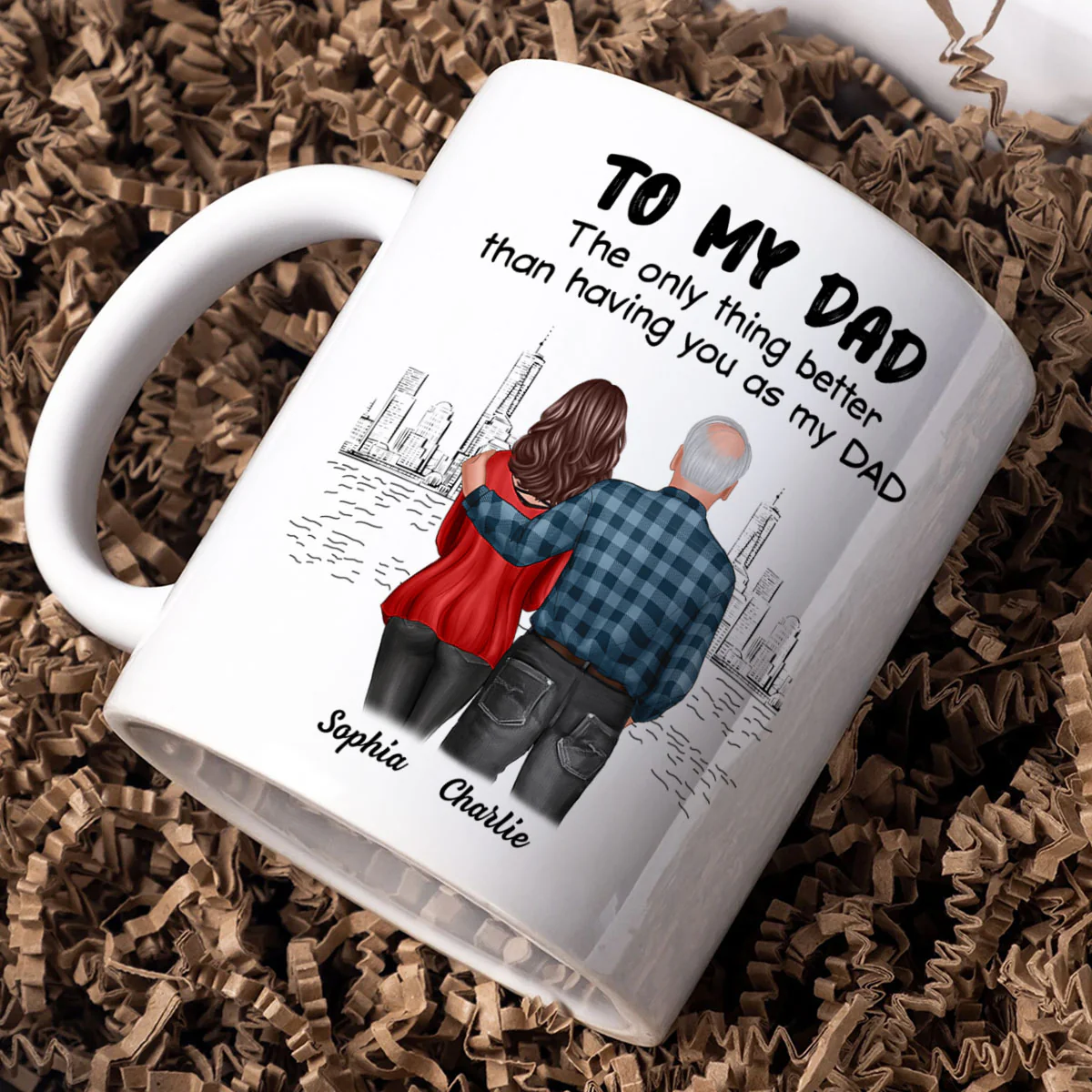 To Dad My Children Having You As Their Grandpa Back View Family Personalized Mug, Gift For Dad - Image 2