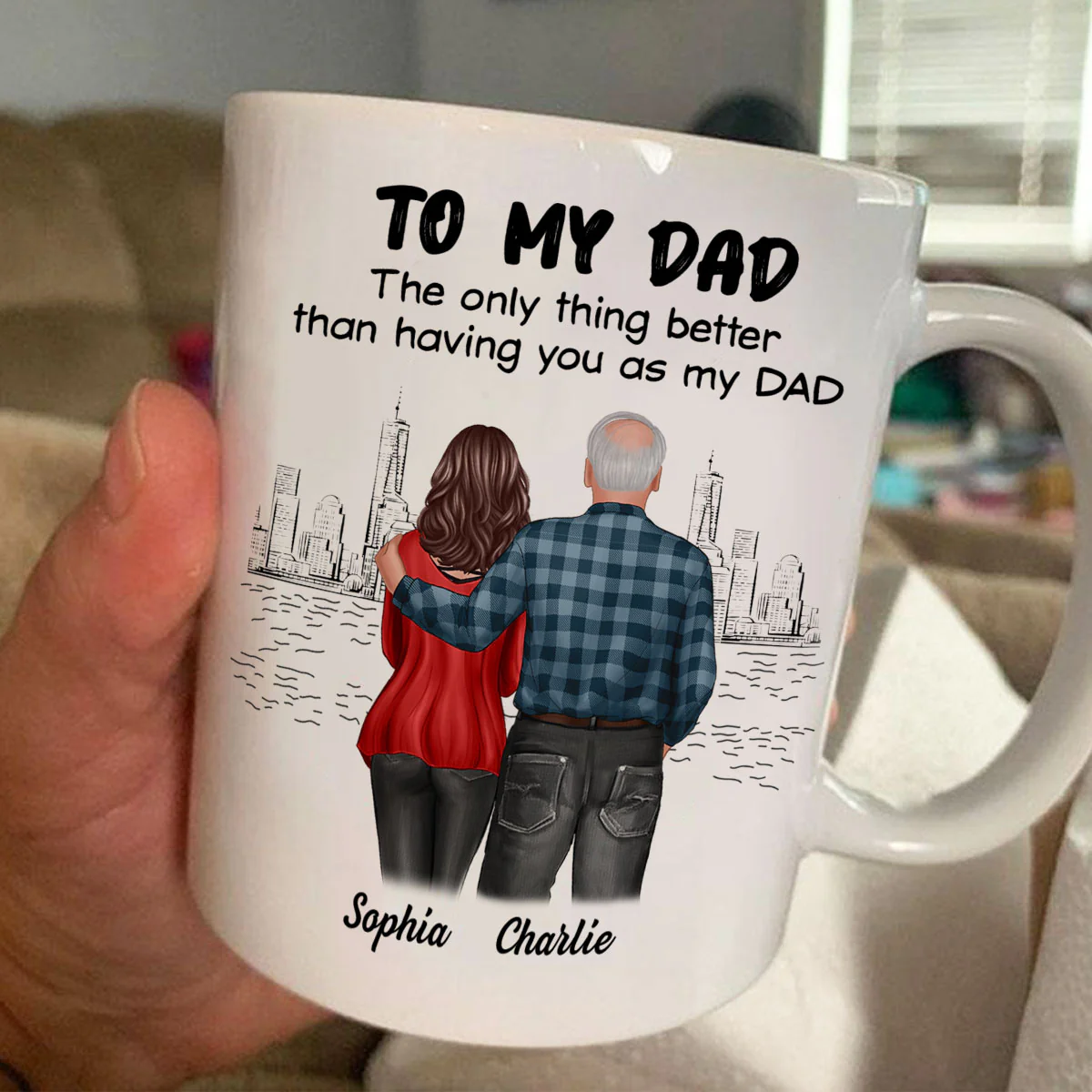 To Dad My Children Having You As Their Grandpa Back View Family Personalized Mug, Gift For Dad - Image 7