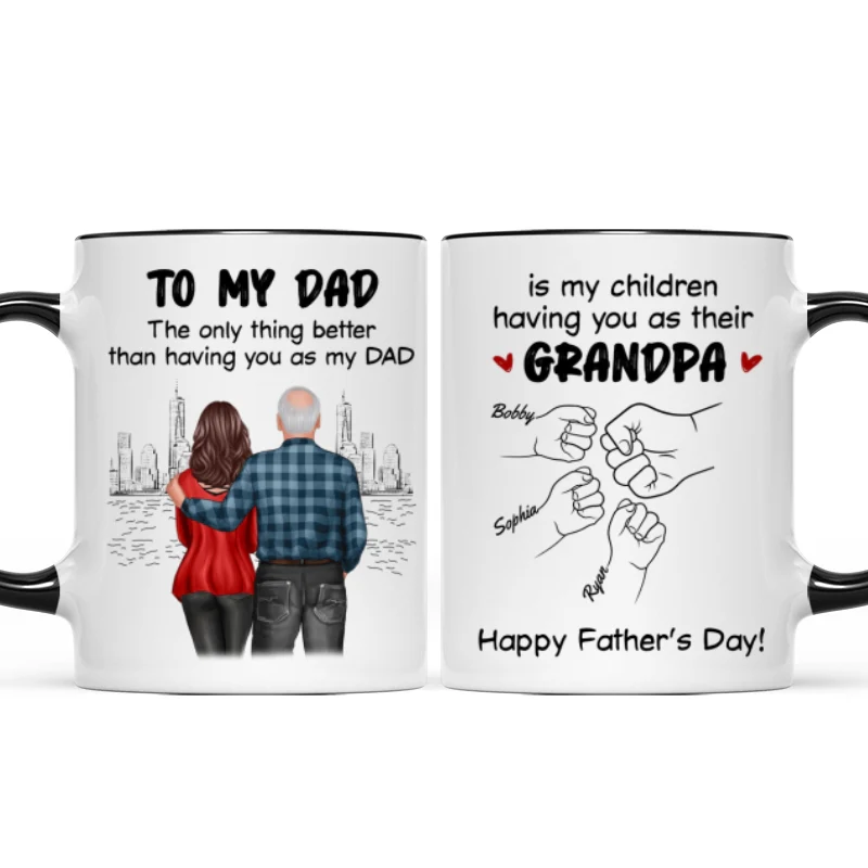 To Dad My Children Having You As Their Grandpa Fist Bump Personalized Mug, Gift For Dad - Image 8