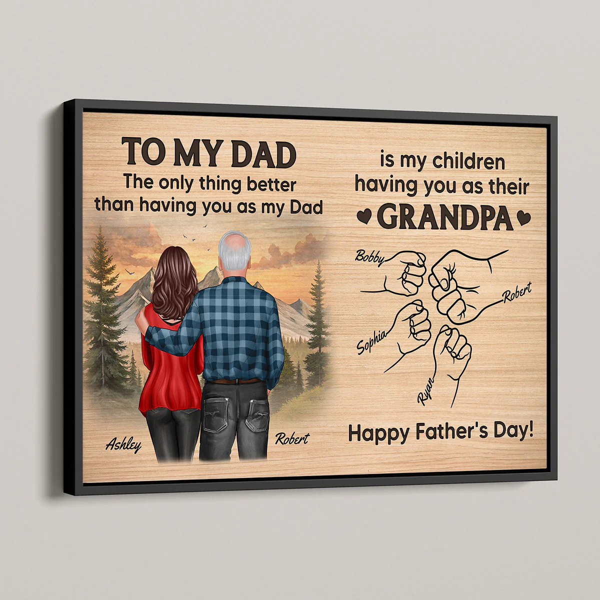 To Dad My Children Having You As Their Grandpa Fist Bumps Personalized Poster, Gift For Dad - Image 10