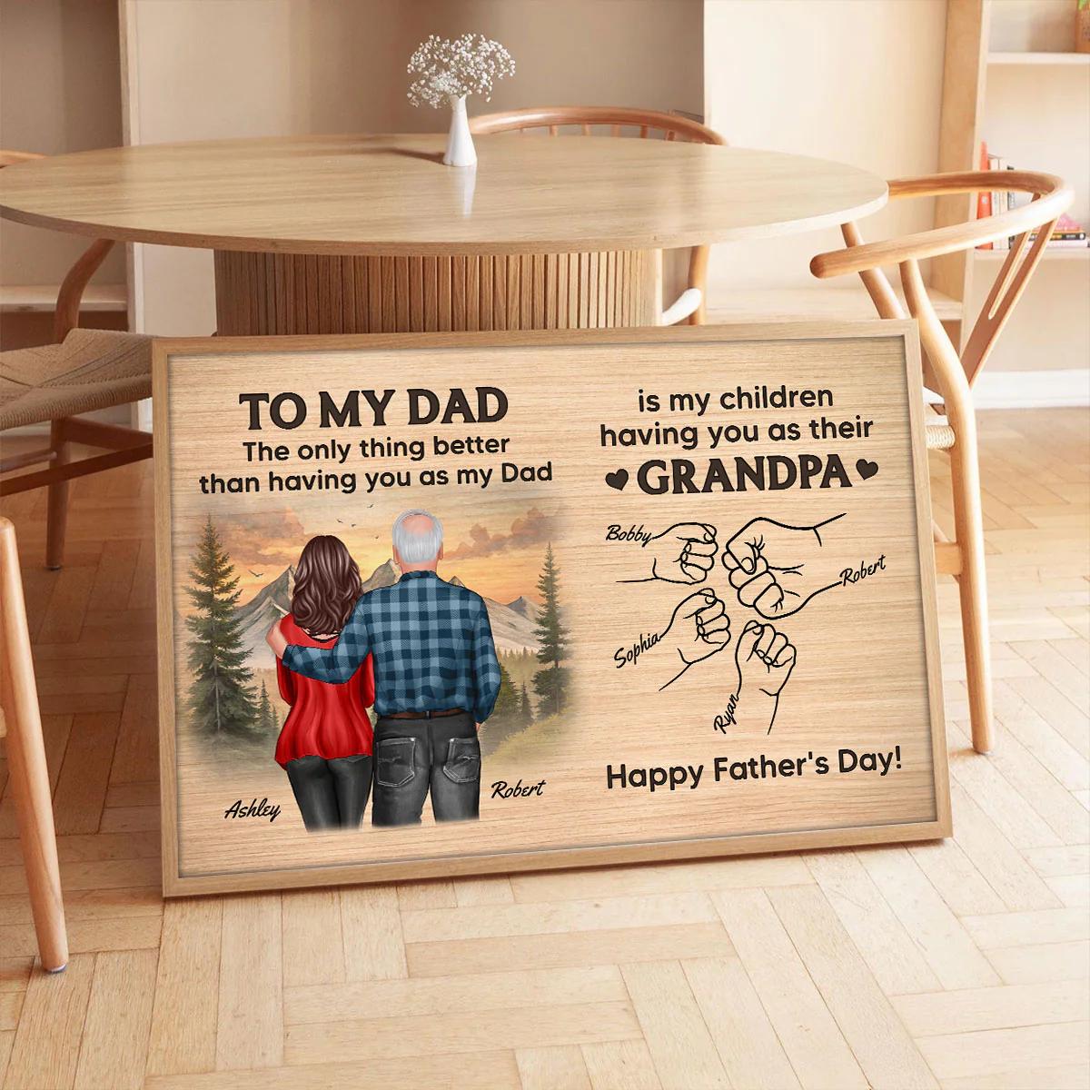To Dad My Children Having You As Their Grandpa Fist Bumps Personalized Poster, Gift For Dad - Image 3