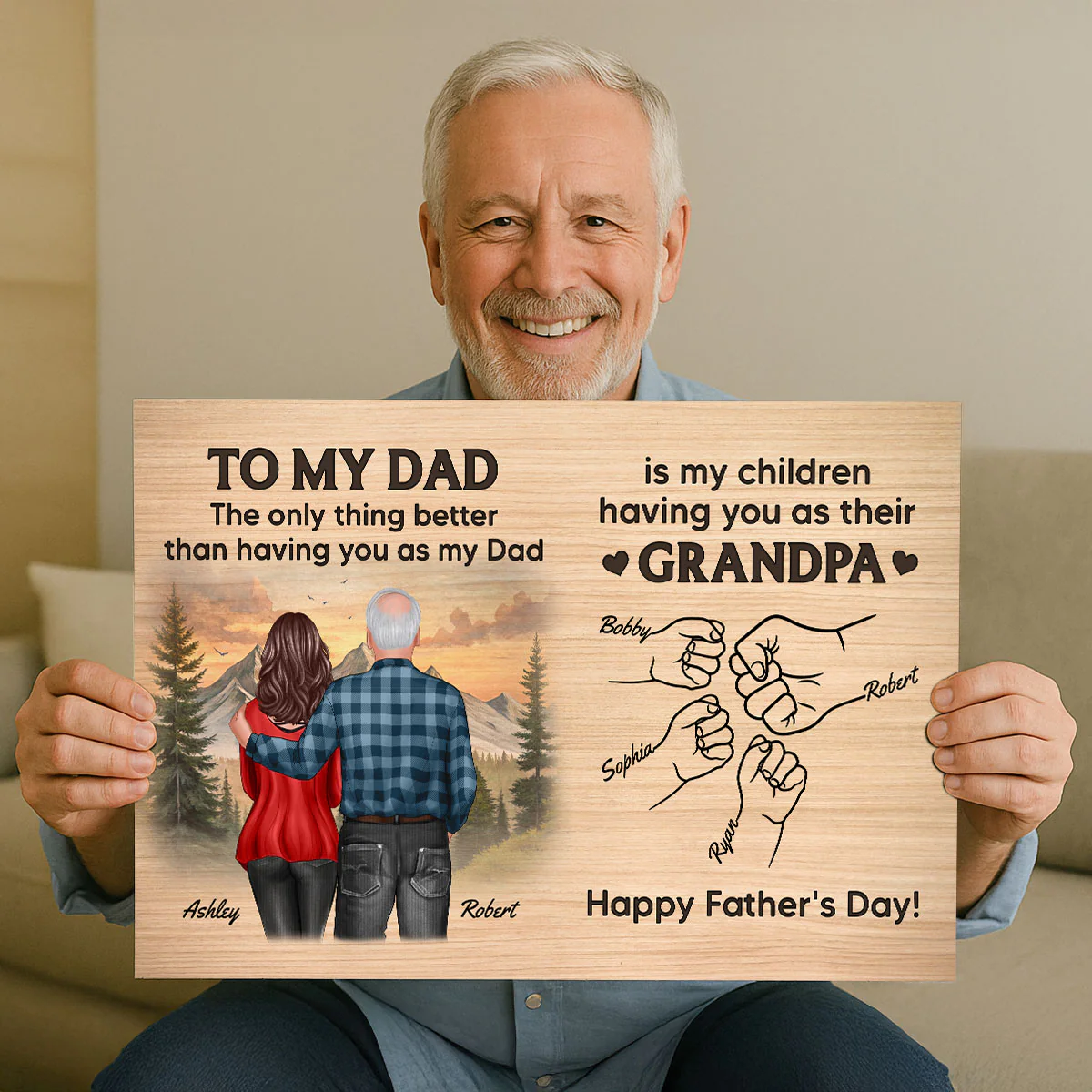 To Dad My Children Having You As Their Grandpa Fist Bumps Personalized Poster, Gift For Dad - Image 5