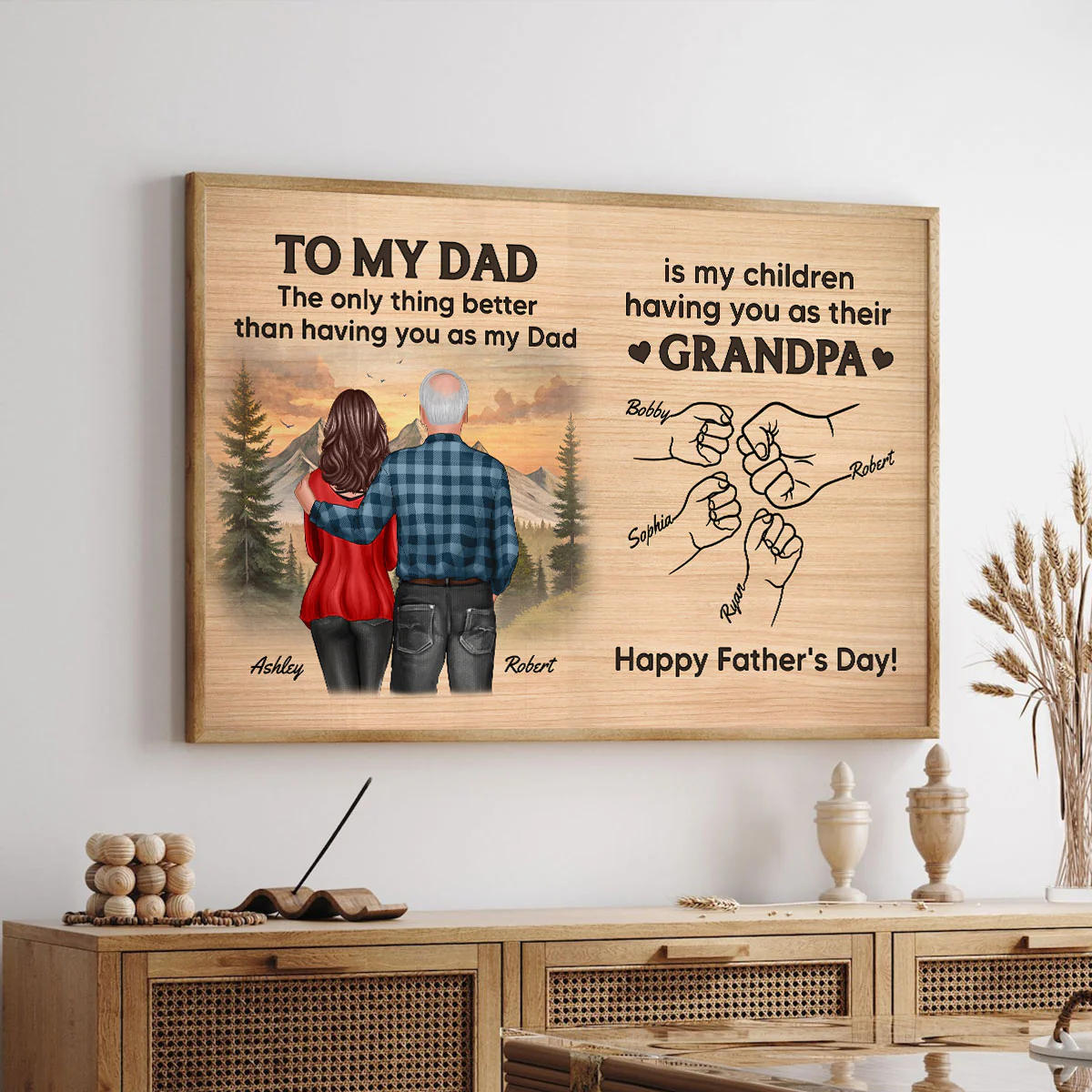 To Dad My Children Having You As Their Grandpa Fist Bumps Personalized Poster, Gift For Dad - Image 9