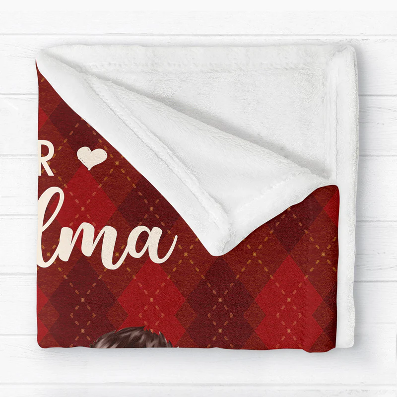 To Grandma Hug This Blanket When Miss Us Cute Doll Kids Personalized Blanket - Image 2