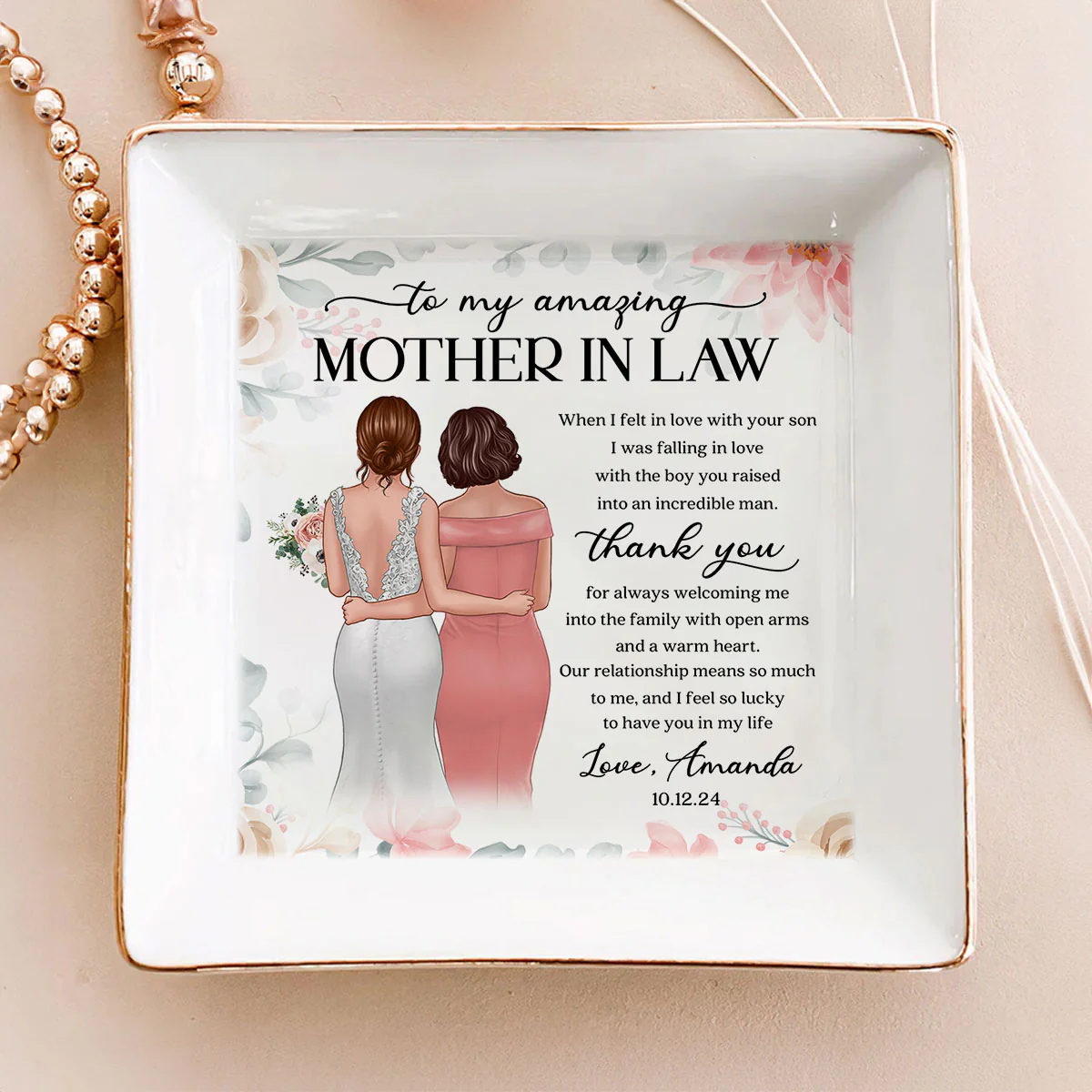 To My Amazing Mother In Law Personalized Jewelry Dish, Unique Wedding Gift, Sentimental Gift For Mother In Law From Bride