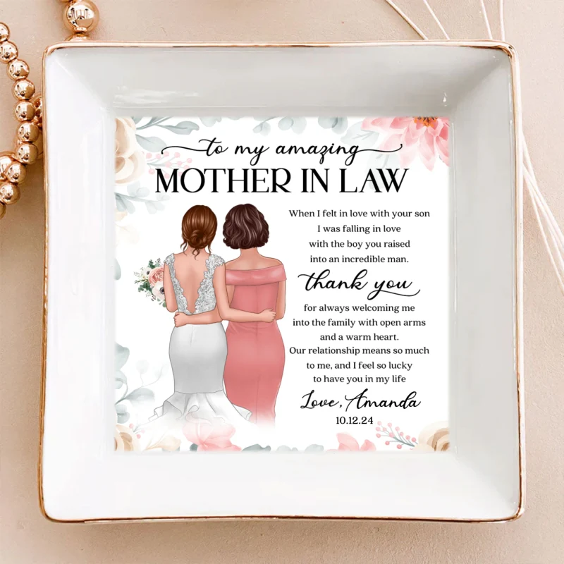 To My Amazing Mother In Law Personalized Jewelry Dish, Unique Wedding Gift, Sentimental Gift For Mother In Law From Bride - Image 10