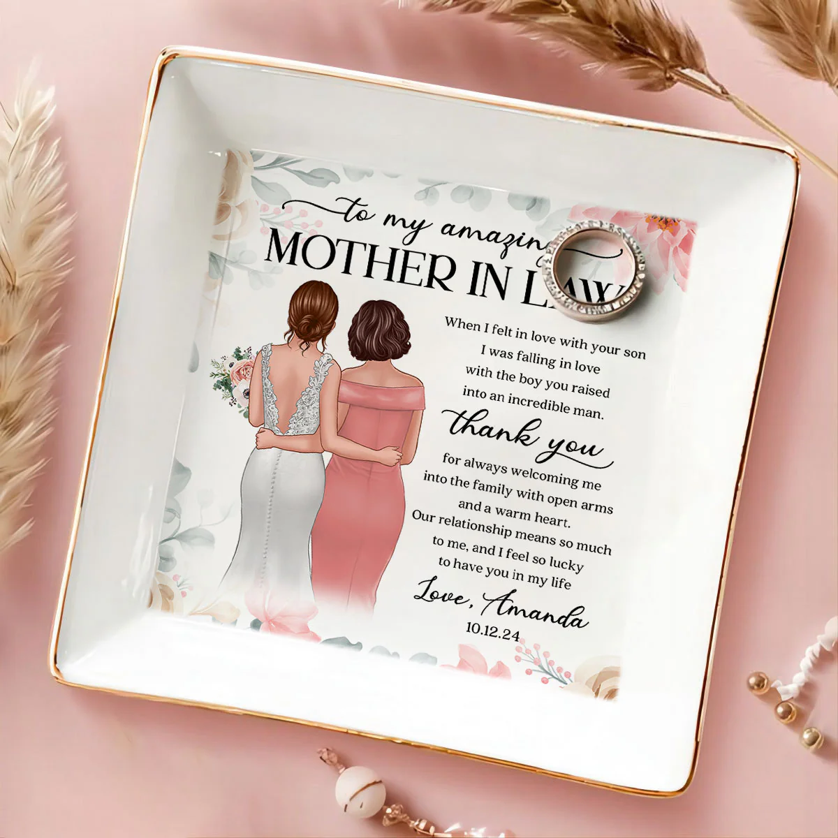 To My Amazing Mother In Law Personalized Jewelry Dish, Unique Wedding Gift, Sentimental Gift For Mother In Law From Bride - Image 2