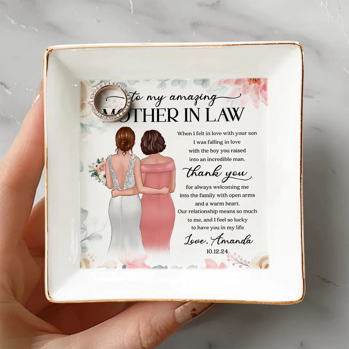 To My Amazing Mother In Law Personalized Jewelry Dish, Unique Wedding Gift, Sentimental Gift For Mother In Law From Bride - Image 3
