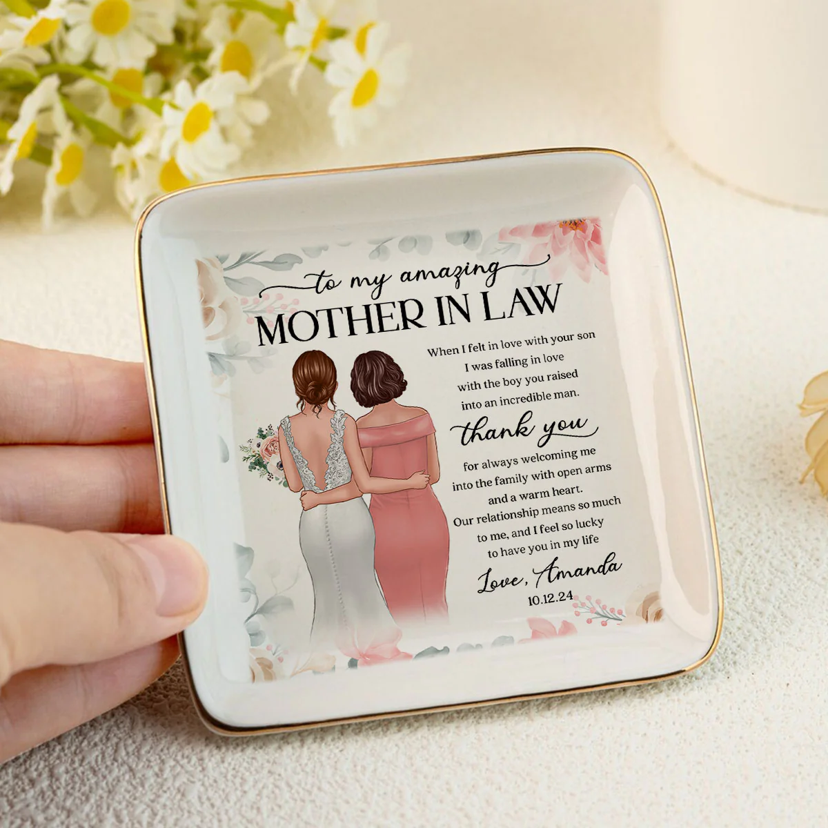 To My Amazing Mother In Law Personalized Jewelry Dish, Unique Wedding Gift, Sentimental Gift For Mother In Law From Bride - Image 4