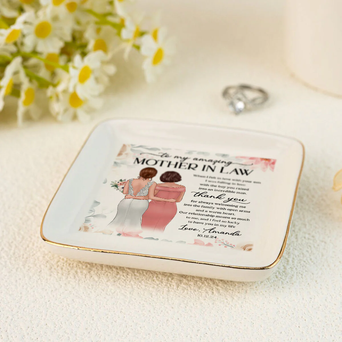 To My Amazing Mother In Law Personalized Jewelry Dish, Unique Wedding Gift, Sentimental Gift For Mother In Law From Bride - Image 5