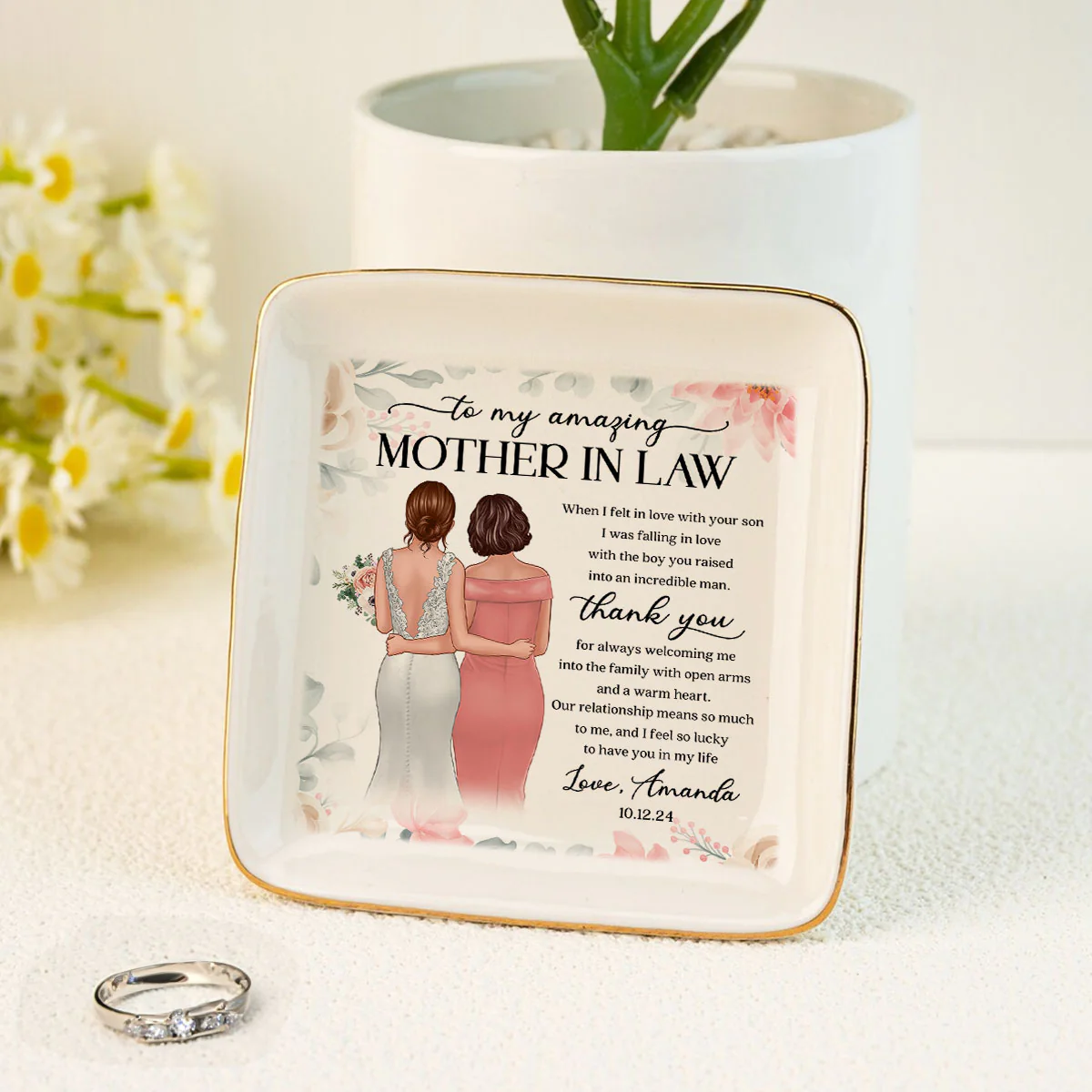 To My Amazing Mother In Law Personalized Jewelry Dish, Unique Wedding Gift, Sentimental Gift For Mother In Law From Bride - Image 6