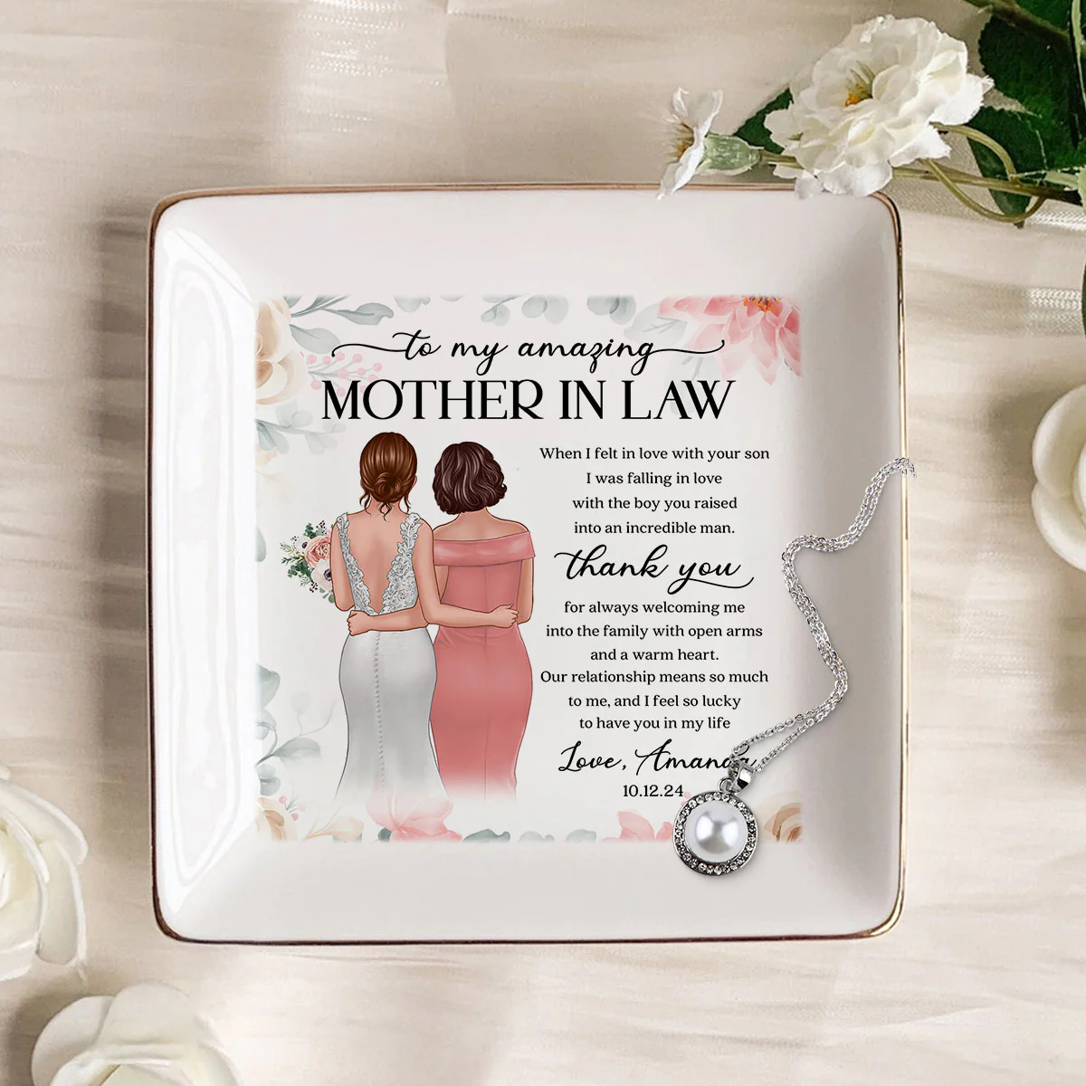To My Amazing Mother In Law Personalized Jewelry Dish, Unique Wedding Gift, Sentimental Gift For Mother In Law From Bride - Image 8