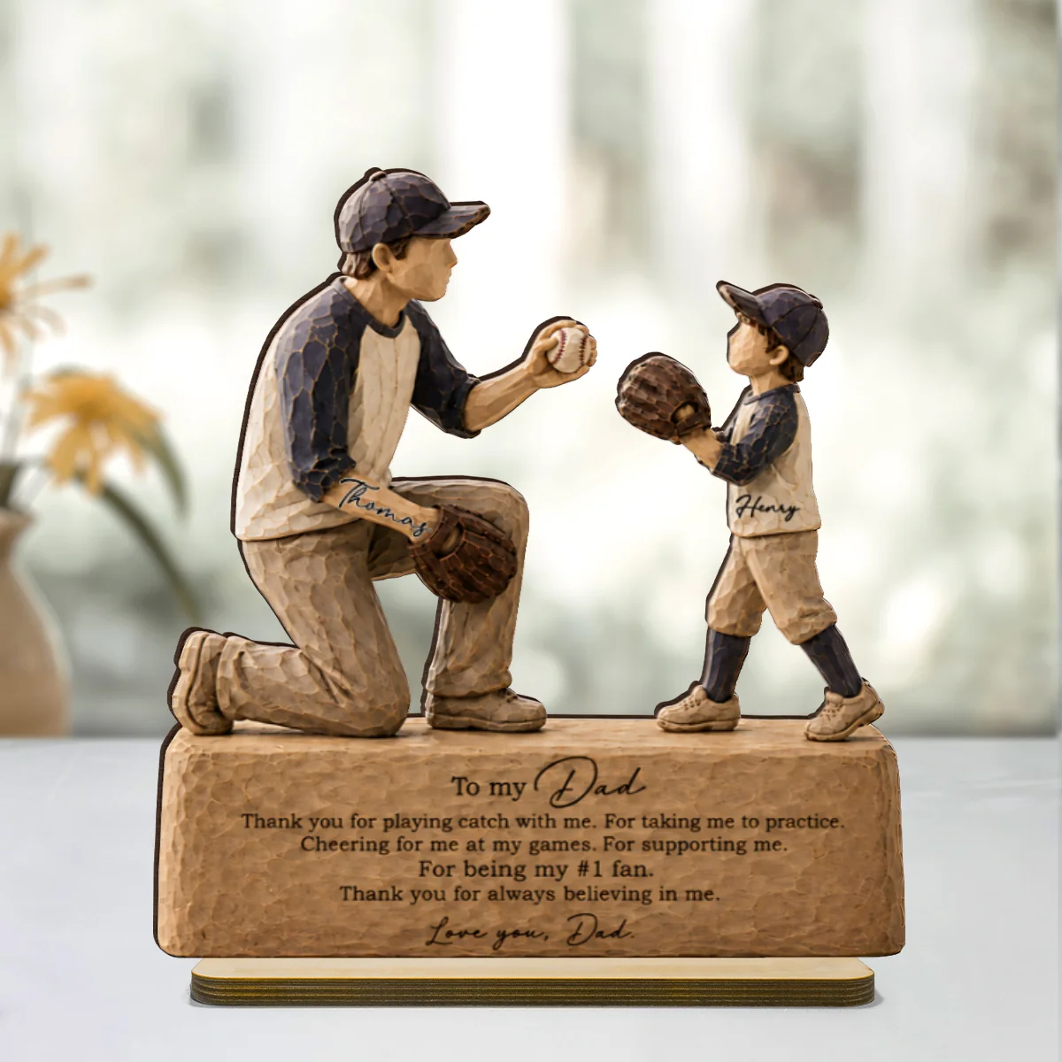 To My Baseball Dad Thanks for Playing Catch with Me - Personalized 2-Layered Wooden Plaque -  Gift for Dad from Son - Image 10
