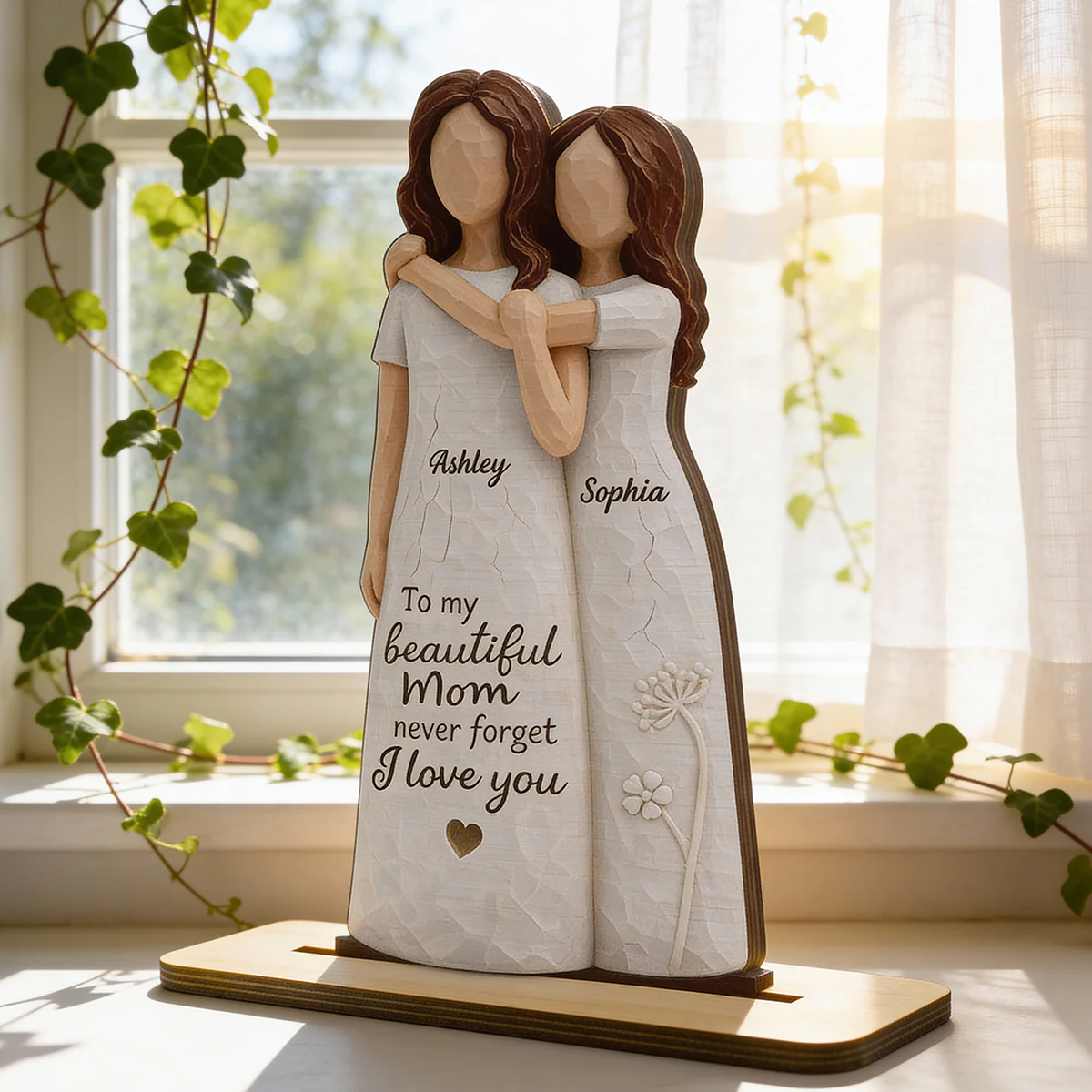 To My Beautiful Mom Never Forget I Love You - Personalized 2-Layered Wooden Plaque - Mother's Day Gift for Mom