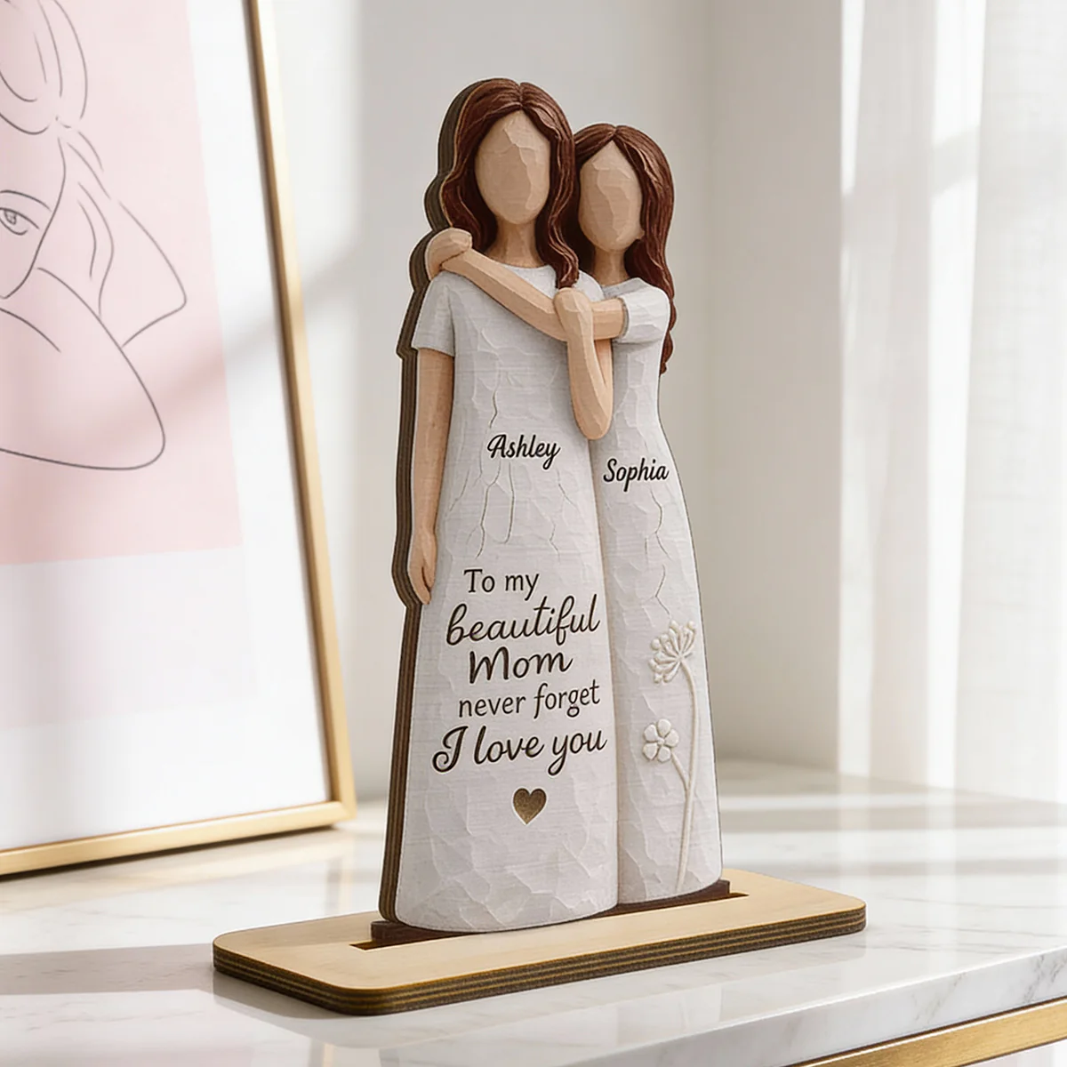 To My Beautiful Mom Never Forget I Love You - Personalized 2-Layered Wooden Plaque - Mother's Day Gift for Mom - Image 2