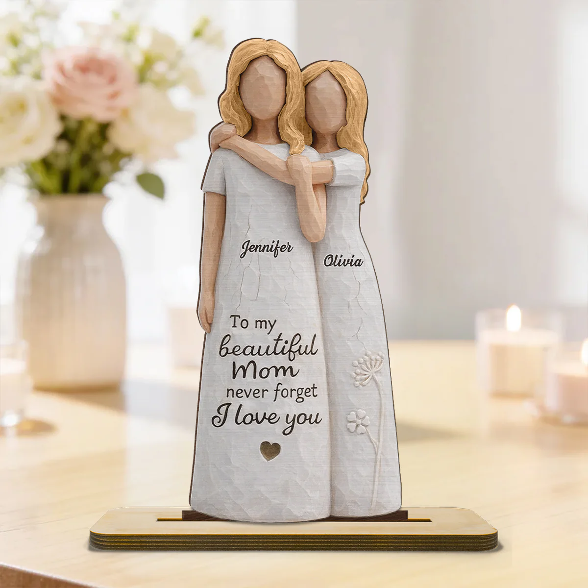 To My Beautiful Mom Never Forget I Love You - Personalized 2-Layered Wooden Plaque - Mother's Day Gift for Mom - Image 5