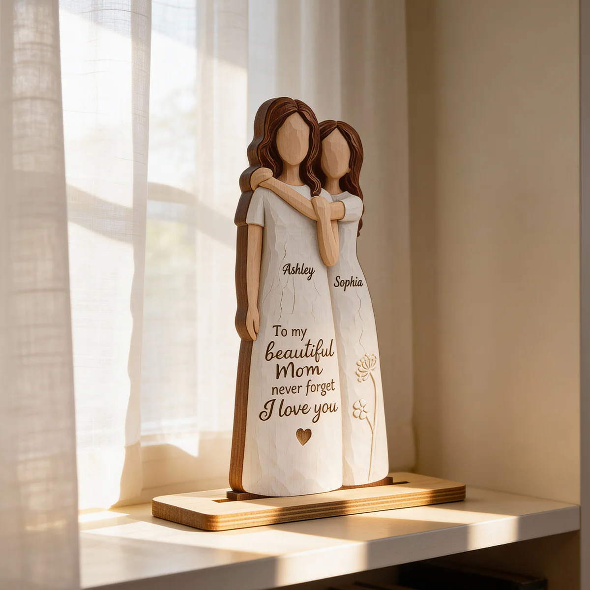 To My Beautiful Mom Never Forget I Love You - Personalized 2-Layered Wooden Plaque - Mother's Day Gift for Mom - Image 6